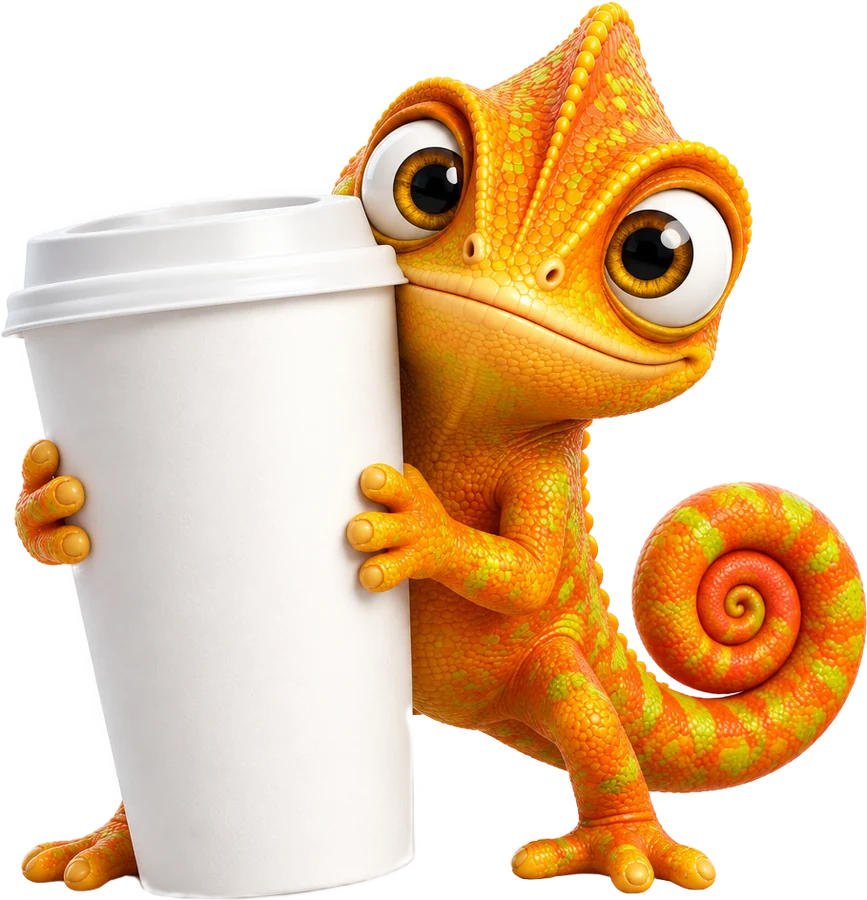 The Max Group chameleon in CupCup colours